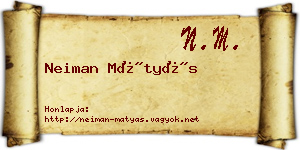Neiman Mátyás névjegykártya